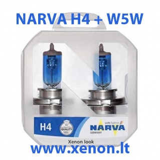 NARVA H4 Xenon Look 100/90W + W5W lemputės